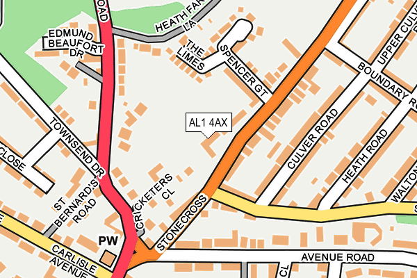 AL1 4AX map - OS OpenMap – Local (Ordnance Survey)