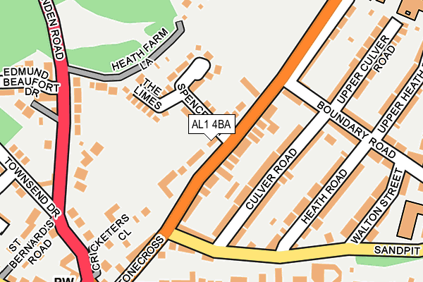 AL1 4BA map - OS OpenMap – Local (Ordnance Survey)