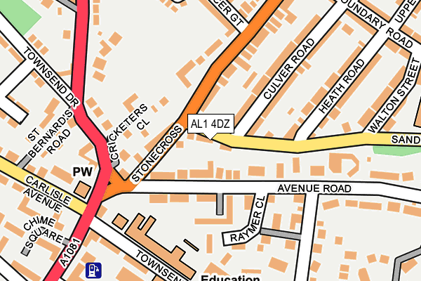 AL1 4DZ map - OS OpenMap – Local (Ordnance Survey)