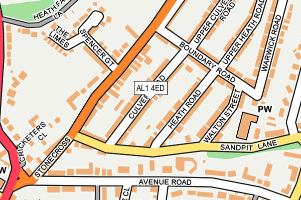 AL1 4ED map - OS OpenMap – Local (Ordnance Survey)