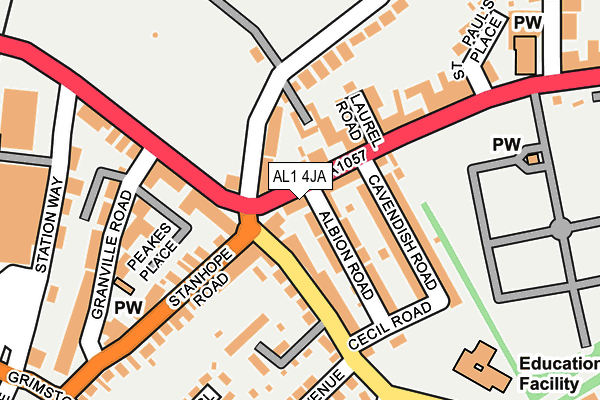 AL1 4JA map - OS OpenMap – Local (Ordnance Survey)