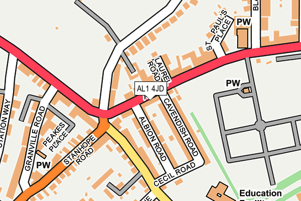 AL1 4JD map - OS OpenMap – Local (Ordnance Survey)