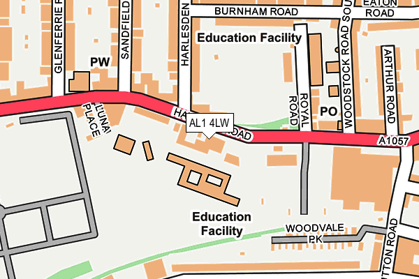 AL1 4LW map - OS OpenMap – Local (Ordnance Survey)