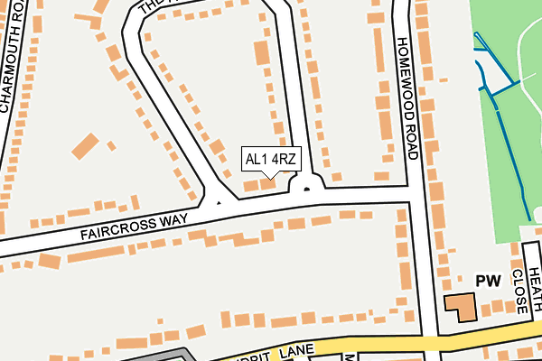 AL1 4RZ map - OS OpenMap – Local (Ordnance Survey)