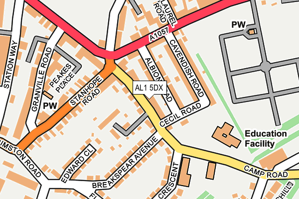 AL1 5DX map - OS OpenMap – Local (Ordnance Survey)