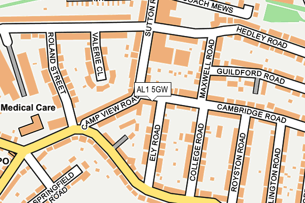 AL1 5GW map - OS OpenMap – Local (Ordnance Survey)