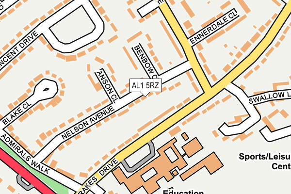AL1 5RZ map - OS OpenMap – Local (Ordnance Survey)