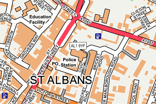 AL1 9YF map - OS OpenMap – Local (Ordnance Survey)