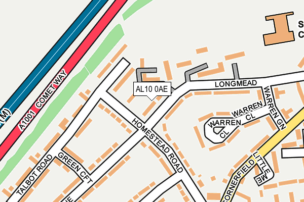 AL10 0AE map - OS OpenMap – Local (Ordnance Survey)