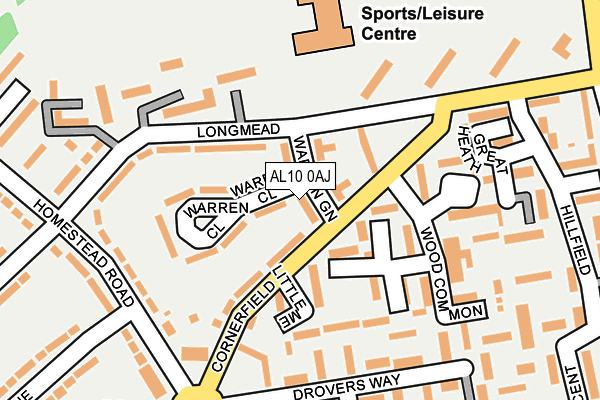 AL10 0AJ map - OS OpenMap – Local (Ordnance Survey)