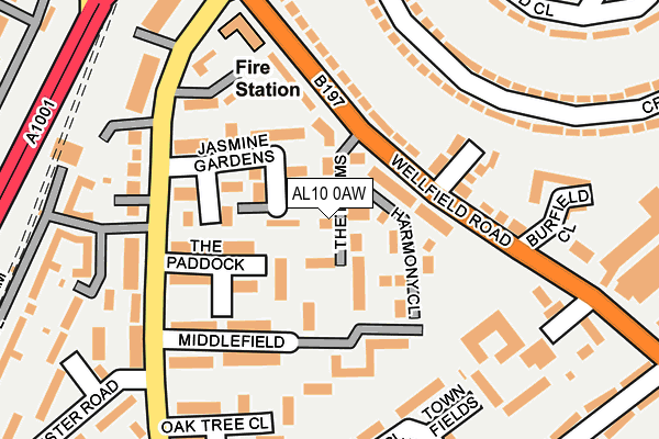 AL10 0AW map - OS OpenMap – Local (Ordnance Survey)