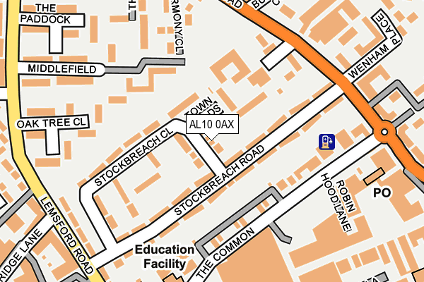 AL10 0AX map - OS OpenMap – Local (Ordnance Survey)