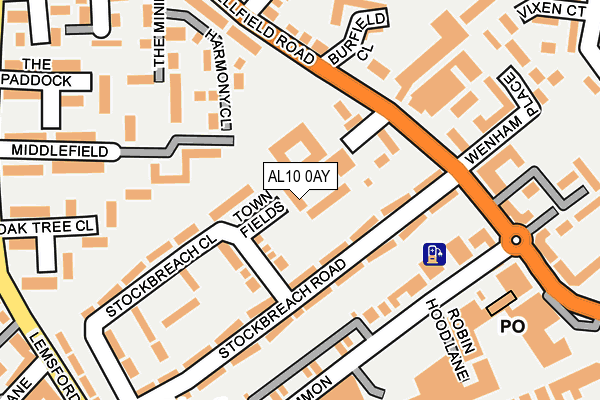 AL10 0AY map - OS OpenMap – Local (Ordnance Survey)