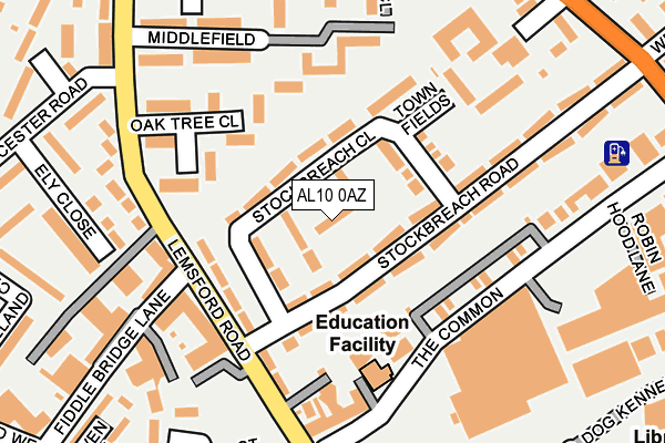 AL10 0AZ map - OS OpenMap – Local (Ordnance Survey)