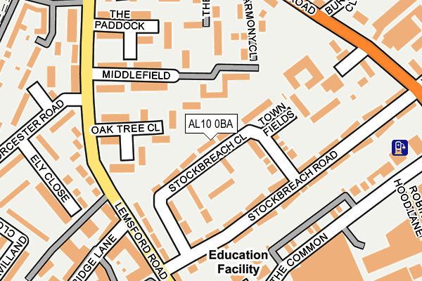 AL10 0BA map - OS OpenMap – Local (Ordnance Survey)