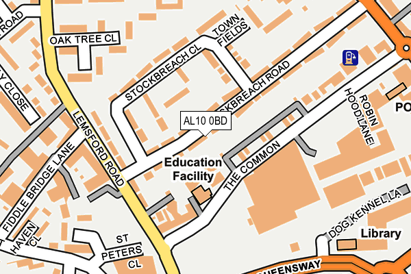 AL10 0BD map - OS OpenMap – Local (Ordnance Survey)