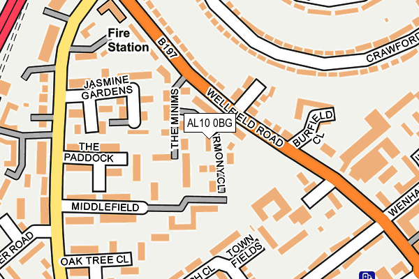 AL10 0BG map - OS OpenMap – Local (Ordnance Survey)