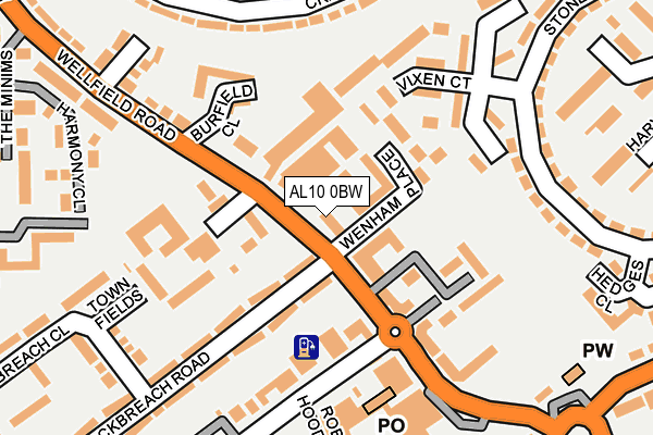 AL10 0BW map - OS OpenMap – Local (Ordnance Survey)