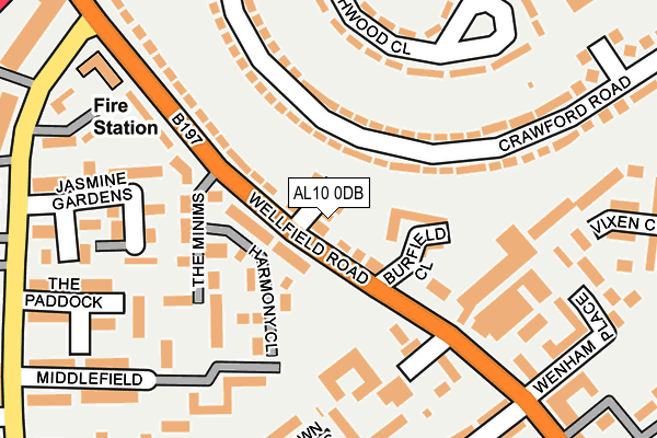 AL10 0DB map - OS OpenMap – Local (Ordnance Survey)