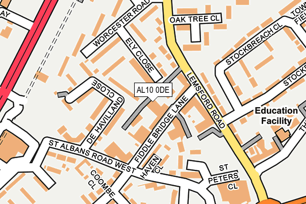 AL10 0DE map - OS OpenMap – Local (Ordnance Survey)