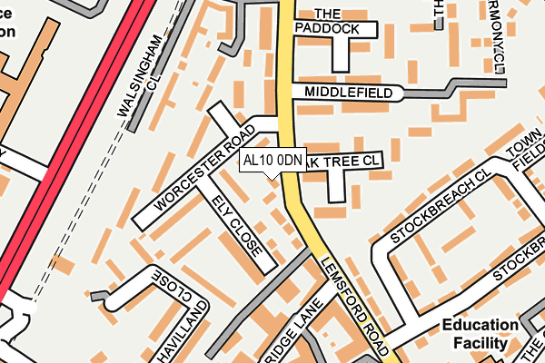 AL10 0DN map - OS OpenMap – Local (Ordnance Survey)