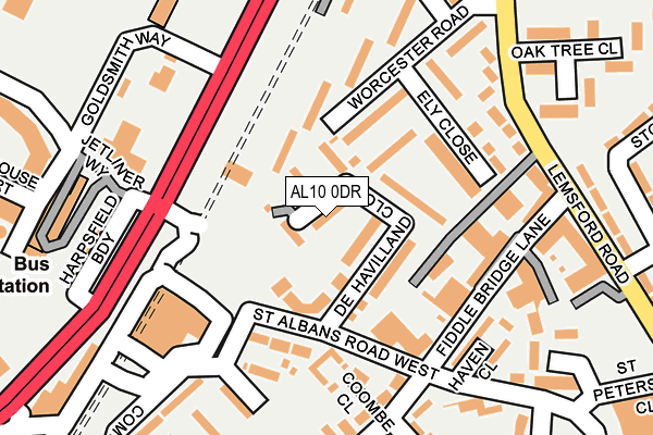 AL10 0DR map - OS OpenMap – Local (Ordnance Survey)