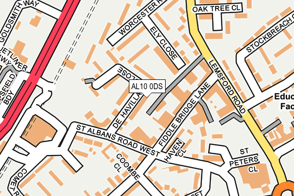 AL10 0DS map - OS OpenMap – Local (Ordnance Survey)