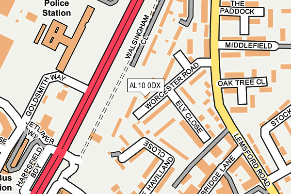 AL10 0DX map - OS OpenMap – Local (Ordnance Survey)