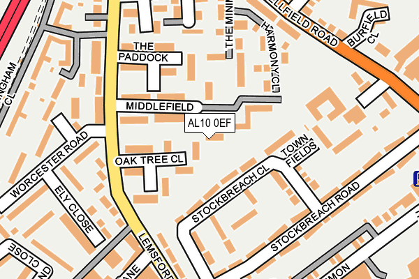 AL10 0EF map - OS OpenMap – Local (Ordnance Survey)
