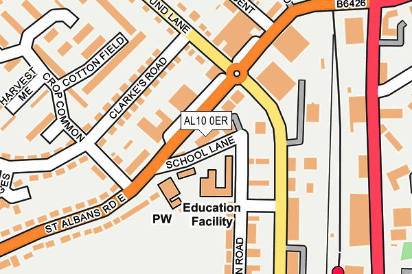 AL10 0ER map - OS OpenMap – Local (Ordnance Survey)