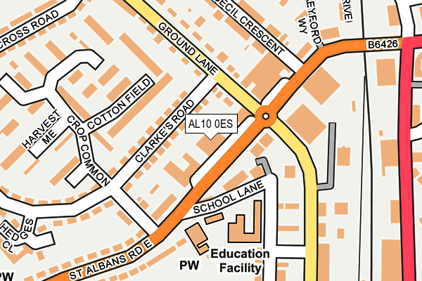 AL10 0ES map - OS OpenMap – Local (Ordnance Survey)