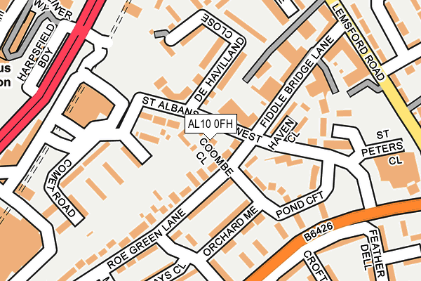 AL10 0FH map - OS OpenMap – Local (Ordnance Survey)