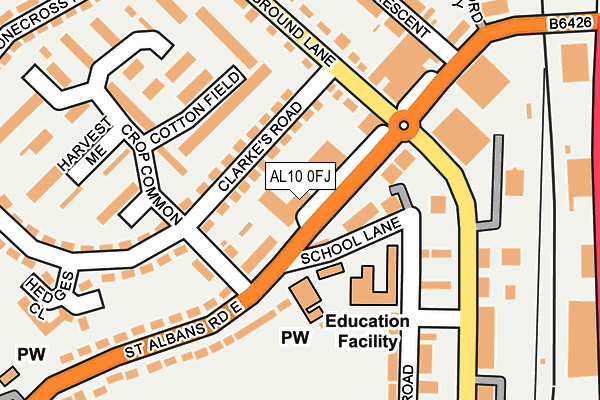 AL10 0FJ map - OS OpenMap – Local (Ordnance Survey)