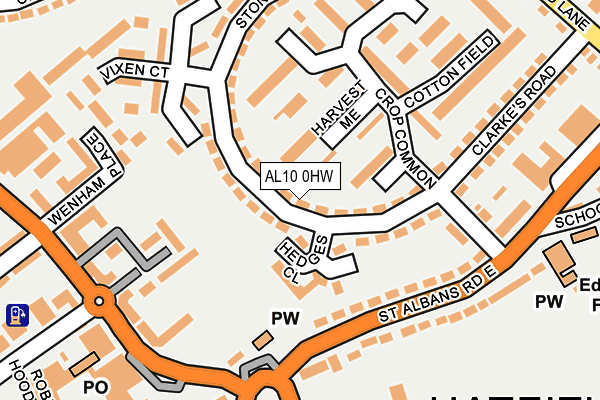 AL10 0HW map - OS OpenMap – Local (Ordnance Survey)