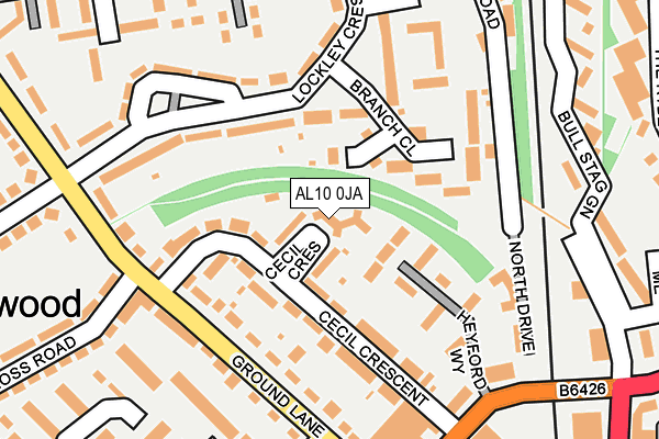 AL10 0JA map - OS OpenMap – Local (Ordnance Survey)