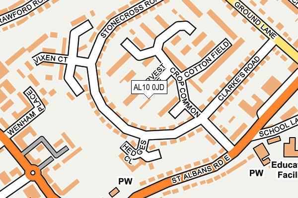 AL10 0JD map - OS OpenMap – Local (Ordnance Survey)