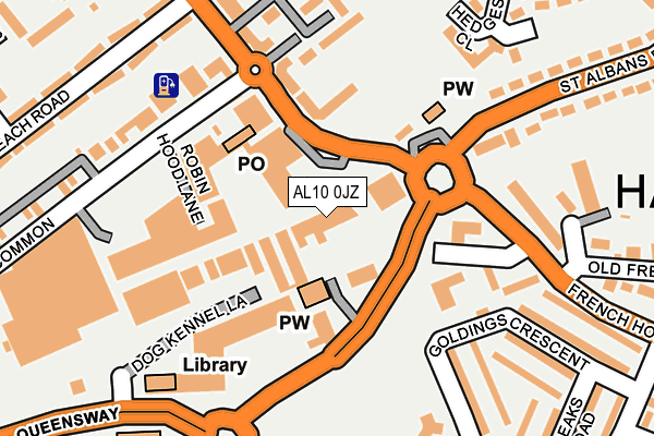 AL10 0JZ map - OS OpenMap – Local (Ordnance Survey)
