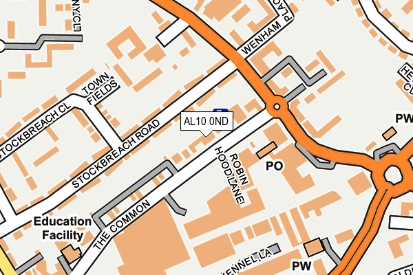 AL10 0ND map - OS OpenMap – Local (Ordnance Survey)