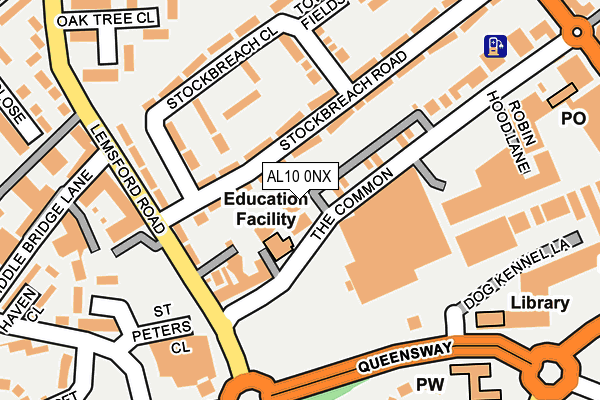 AL10 0NX map - OS OpenMap – Local (Ordnance Survey)