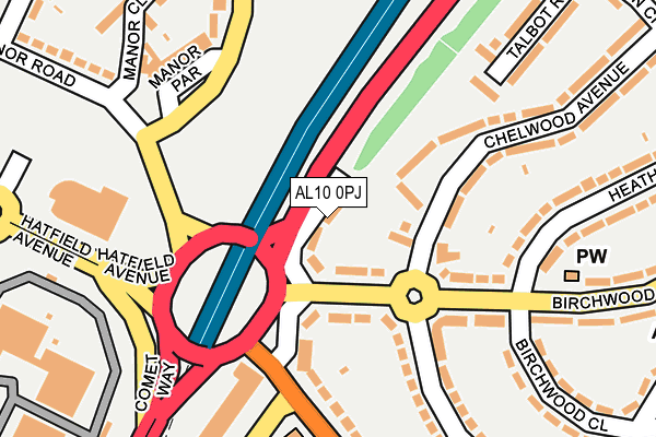 AL10 0PJ map - OS OpenMap – Local (Ordnance Survey)