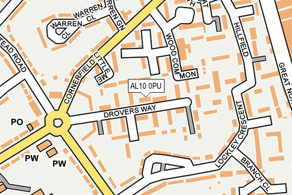 AL10 0PU map - OS OpenMap – Local (Ordnance Survey)