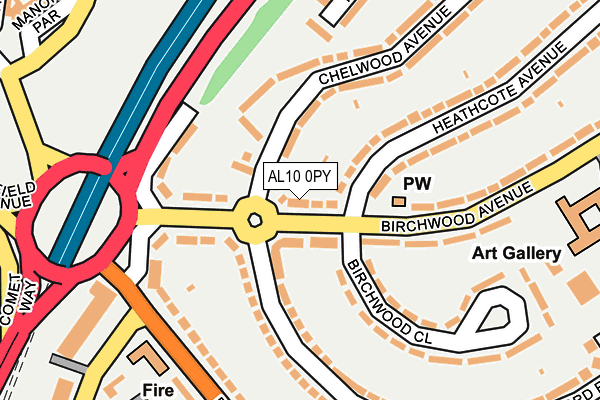 AL10 0PY map - OS OpenMap – Local (Ordnance Survey)