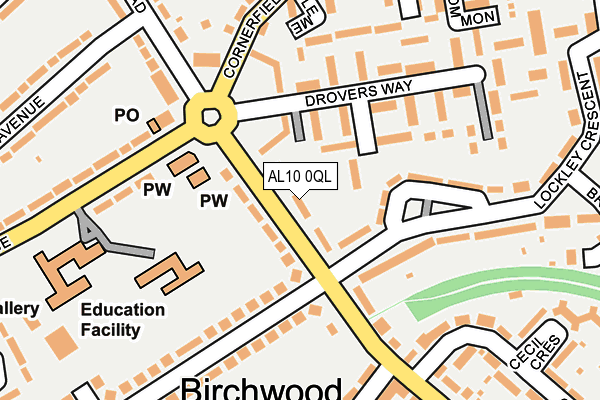 AL10 0QL map - OS OpenMap – Local (Ordnance Survey)