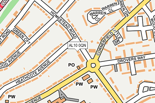 AL10 0QN map - OS OpenMap – Local (Ordnance Survey)