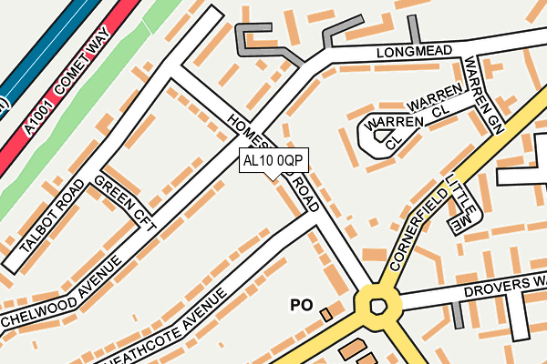 AL10 0QP map - OS OpenMap – Local (Ordnance Survey)