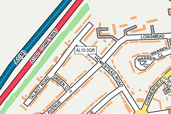AL10 0QR map - OS OpenMap – Local (Ordnance Survey)