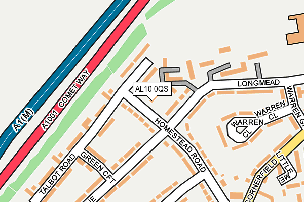 AL10 0QS map - OS OpenMap – Local (Ordnance Survey)