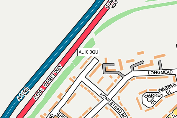 AL10 0QU map - OS OpenMap – Local (Ordnance Survey)