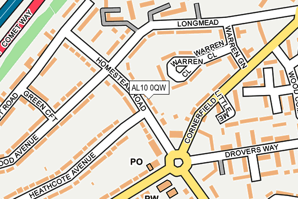 AL10 0QW map - OS OpenMap – Local (Ordnance Survey)