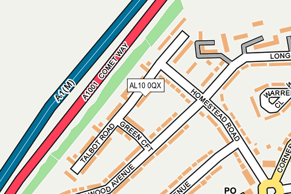 AL10 0QX map - OS OpenMap – Local (Ordnance Survey)